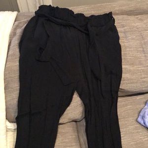 Anthropologie paper bag waist silk pants